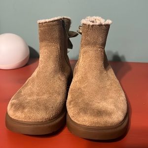 UGGS Girls Kids Bow Chestnut Suede Leather Zipper Boots Size 1